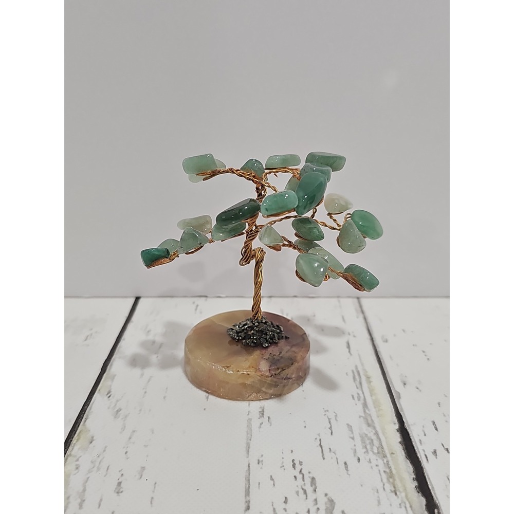 Small Aquamarine "Tree Of Life" Bonsai Tree on Granite Base
